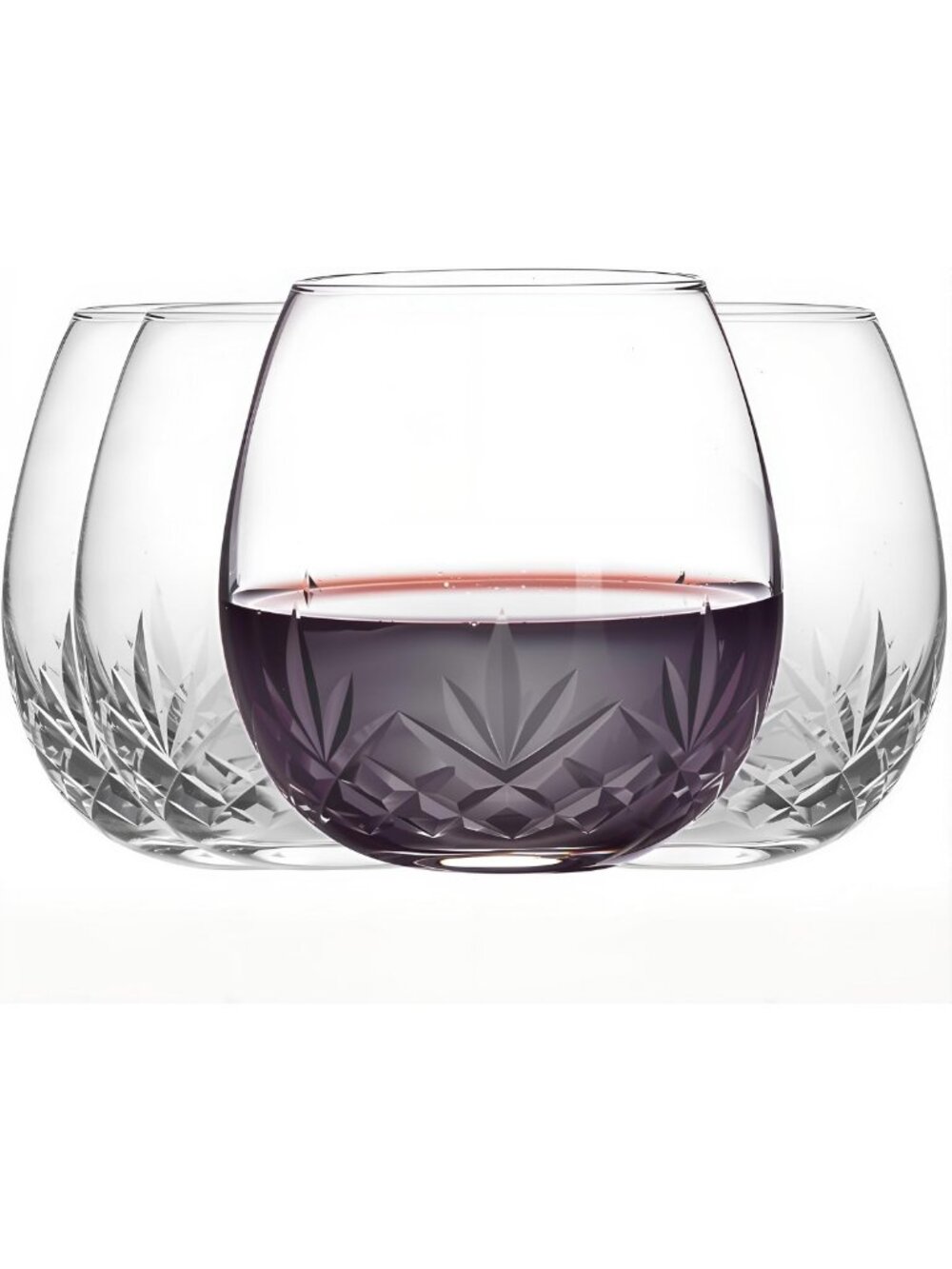 Handmade Lead-Free Crystal Stemless Wine Glasses Set of 4 - Perfect Gift Idea!